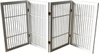 Urnporium Pet Dog Gate Freestanding, Strong Durable Folding Wooden Fence, Portable Acacia Hardwood Safety Barrier for Indoor & Outdoor Use (White Pet Gate, 4 Panel 30" Tall)