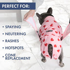 Spark Paws Dog Surgery Recovery Suit – Dog Recovery Suit After Surgery, Anti-Lick Dog Onesie, Abdominal Wound Protector, Soft Cone Alternative for Spay Neuter Male Female Pet Recovery, Pink Hearts,3XL