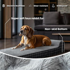 Laifug Orthopedic Dog Beds for Large Dogs,3" Memory Foam Dog Beds,Durable Water Proof Liner Removable and Washable, Nonskid Bottom,Black Grid Grey 40"x25"x5.5"