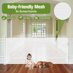 65" Wide Retractable Baby Gate for Doorways Retractable Dog Gate for Stairs | Space-Saving Indoor/Outdoor Retractable Gate, Easy One-Hand Operation Safety Lock, Scratch-Resistant Mesh, Easy Install/White