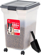 IRIS USA Dog Food Storage Container, Up to 58 lbs, Dark Gray, Made in USA | Includes 2-Cup Scoop & Wheels, Airtight Seal, BPA-Free, Bird Seed, Cat food, Cat Litter, Chicken Feed, Pellets