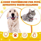 Nuogo 200 Pcs Dog Toothbrush,Dual Headed Long Handle, 8 Colors, Cats Dogs | Bulk 200 Pack, fits large and small breeds, dual brush heads, long handle reach, 8 colors for multi-pet households