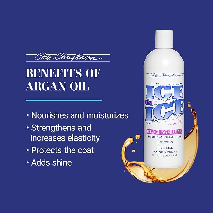 Chris Christensen Ice on Ice Strengthening Dog Shampoo, Groom Like a Professional, Revives Dry, Damaged Coats and Strands, All Coat Types, Made in USA, 1gal