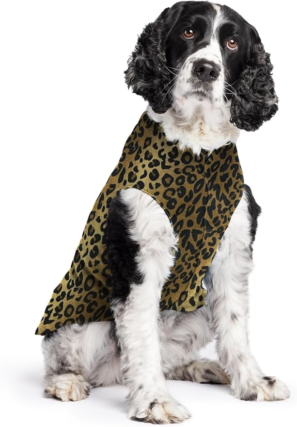 Goldpaw Stretch Fleece Dog Sweater - with Spandex for 4-Way Stretch - Soft, Comfortable Dog Coat - Machine Washable - Made in the USA - Leopard - Size 20