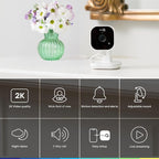 myQ Indoor Plug-in Security Camera Gen 2 – 2K Smart Wi-Fi Camera with Night Vision, Baby and Pet Monitor, Motion Detection and Alerts, 2-Way Audio & App Control, 2 Pack