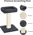 Cat Scratching Post with Plush Perch for Indoor Cats, 32 Inch | Removable & Washable Cover, Sisal Scratcher With a Large Bed, Heavy Duty Post for Cat Adults to Protect Furniture, Dark Grey