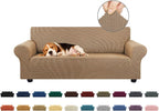 Stretch Loveseat Couch Cover, 2 Cushion Couch Slipcover,Camel | 1-Piece Washable Sofa Cover Pet Friendly (55"-78") Furniture Protector Soft Jacquard, Elastic Bottom for Dogs & Kids