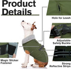 Lelepet Dog Coats for Large Dogs Waterproof Dog Jacket with Adjustable Fit | Windproof Cold Weather Coats with Adjustable Buckle & Leash Hole Reflective Winter Jackets for Large Dogs, Army Green, XXL