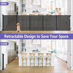 Reinforced 42" Tall Pet Gate 96" Wide Retractable Baby Gate, Indoor/Outdoor | Tall Retractable Dog Gate Prevents Crawling Under, One-Hand Operation Safety Lock, Scratch-Resistant Mesh, Easy Install/Black