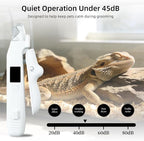 Bearded Dragon Nail Clipper & Grinder 2-in-1 - Rechargeable Electric Lizard Nail File Trimmer with Safety LED Light, Quiet Low-Speed for Lizard, Crested Gecko, Turtle, Chameleon