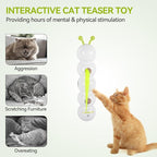 AFP Interactive Cat Toy, Automatic Furry Tail Teaser Toy with Motion Sensor, Electric Cat Toy, USB Rechargeable, Self Play Cat Feather Toy for Indoor Cats, Suction Cup for Stable Play, 1 Replacement
