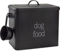 AuldHome Design Retro Dog Food Canister (Black); Modern Farmhouse Style Storage Bin for Pet Food