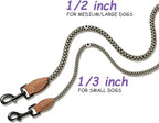 Mile High Life Thin Small Dog Leash with Genuine Leather Connection | Rope Leash, Heavy Duty 360° Swivel Metal Clasp, for Small Medium & Large Dogs (Black Khaki, 48 Inch)