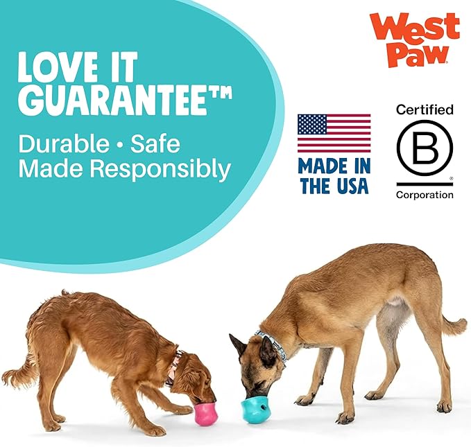 WEST PAW Zogoflex Toppl Interactive Treat Dispensing Puzzle Dog Toy for Mental Stimulation & Enrichment-Holds Kibble & Treats-Lickable, Freezable & Dishwasher Safe-Made in USA-Small-Geranium