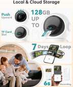 ZUMIMALL Security Camera Indoor, Baby Monitor with Camera and Audio | Pet/Dog/Cat Cameras, 5G/2.4G WiFi, 2K Wired, One-Click Call, Cry/PIR/AI Detection, Auto Tracking, Privacy, No Subscriptions
