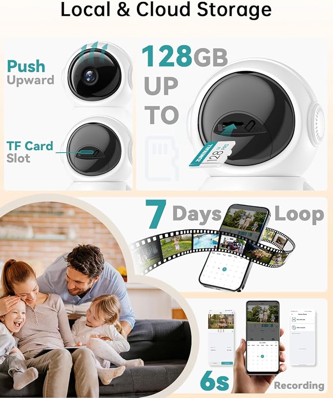 ZUMIMALL Security Camera Indoor, Baby Monitor with Camera and Audio | Pet/Dog/Cat Cameras, 5G/2.4G WiFi, 2K Wired, One-Click Call, Cry/PIR/AI Detection, Auto Tracking, Privacy, No Subscriptions