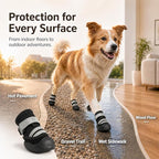 Dog Boots, Waterproof Dog Shoes with Reflective Straps, Rugged Anti-Slip Sole Paw Protectors for Medium Large Dogs, Breathable Pet Booties for Hot Pavement, Snow, Hiking, 4Pcs
