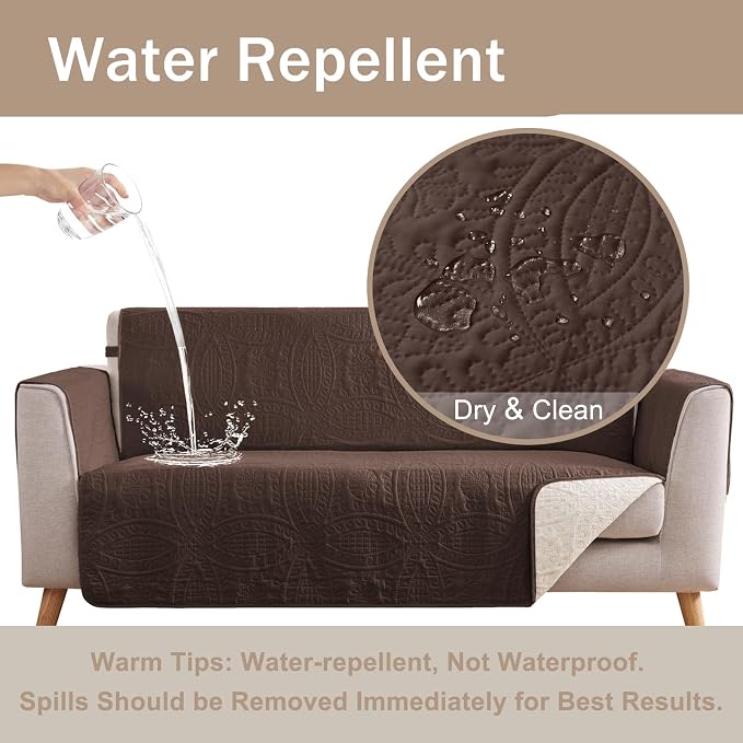 Quilted Recliner Chair Covers, Soft Lazy Boy Chair Covers, Water-Repellent Recliner Covers, Pet Friendly Chair Cover for Dogs Cats, Washable Furniture Sofa Protector (Recliner 22", Brown)