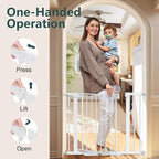 Cumbor 2 Pack 30-40.6 in Baby Gate for Stairs and Doorways, Dog Gate White | Mom's Choice Awards Winner, Double Lock, 2-Way Swing, Auto Close Child Gate for Toddler & Pets, Pressure or Hardware Mounted