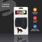 PawZ Rubber Dog Boots for Large Paws - All-Weather Waterproof Dog Shoes, Anti-Slip Traction for Rain, Snow, Mud & Hot Pavement - Pull-On Dog Booties, Black - X-Large (4" +) - Pack of 24