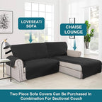 Turquoize 100% Waterproof Sofa Covers Chaise Lounge L Shape Sofa Protector Slip Cover Triple Non-Slip Sofa Slipcover for Chaise Sectional Couch Cover for Pets, Kids (Chaise, Black)