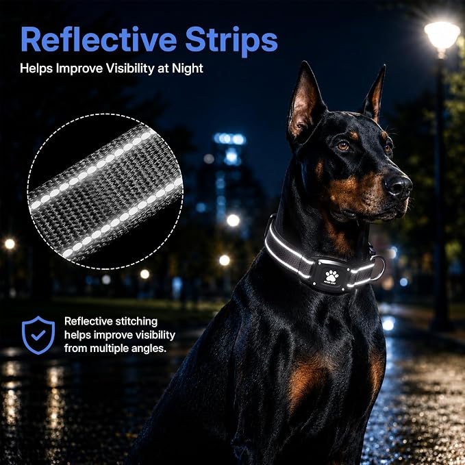 GPS Dog Collar Tracker 2-in-1,Reflective Waterproof Pet Collar,iOS-Only,No Monthly Fees,Unlimited Range,Dog Tracking Collar Pet Tracker,for Small Medium Large Dogs(XS (10.5"-13.5"), Black)
