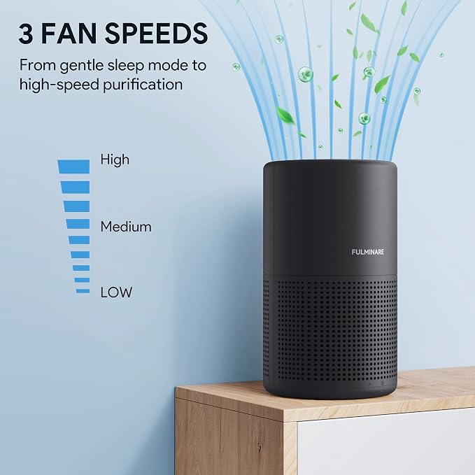 Air Purifiers for Bedroom, FULMINARE H13 True HEPA Filter (Black 2 Pack) | Remove Pet Hair, Smoke, Odors，Quiet Air Cleaner With Night Light, Portable Small Air Purifier for Home, Office, Living Room