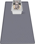 Cat Litter Mat for Litter Box 51"x25.6" Extra Large Silicone Mat,Light Grey | Waterproof Non-Slip Litter Box Mat with Raised Edges, Cat Litter Trapping Mat for Pet, Cat Litter Rug for Floor