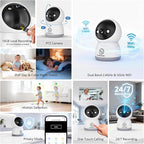 3MP WiFi Indoor Pet Security Camera | 360° Pan Tilt, 16GB Local Storage, Plug-In Wired Power | Color Night Vision, Motion Detection for Baby, Pets, Home