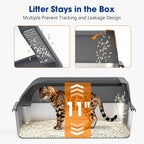 2 Pack Stainless Steel Litter Box with Lid, XL Metal Cat Litter Boxes High Sided Enclosed for Big Cat and Multiple Cats, Anti-Urine Leakage | Non-Stick Bottom & Includes Scoop