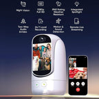 2-Way Video/Audio Security Camera Screen WiFi AI Detection Puppy/Pet/Cat/Elderly/Dog Monitor Wireless Facetime Cam Voice Phone APP Controlled Sound Video Calling Devices for Grandpa, White
