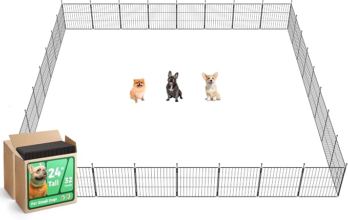 FXW MiniPaws Dog Playpen, Indoor, Yard & RV Camping, 24" H, 32 Panels | Portable, Expandable Layout, Tool-Free Setup, For Puppies & Small Dogs