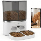 Automatic Cat Feeder with Camera, Automatic Dog Feeder Dry Food, 8L Dual Hopper Auto Cat Food Dispenser, 1080P HD Video with Night Vision/2-Way Audio/APP, 5G WiFi Pet Feeder with Low Food Tray-White
