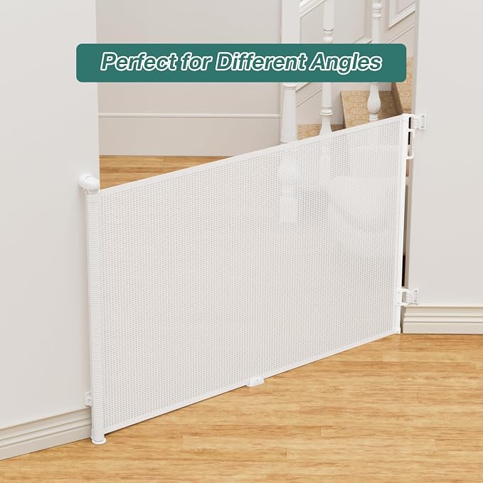 Babepai Retractable Baby Gates Extra Wide | 72" Wide x 34" Tall Dog Gates for Stairs | Indoor/Outdoor Use | Child Gates for Doorways, Deck, Porch, Hallways, Patio - White
