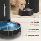 CZPET Dog Water Bowl Dispenser 5L, Wider Mouth Gravity Refilling (Black) | Automatic Cat Waterer with Removable Stainless Steel Bowl, Upgraded Brush, Easy Cleaning, Large Drinking Area for Multi-Pet
