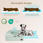 EHEYCIGA Orthopedic Large Dog Bed, Waterproof Memory Foam, Non-Slip Bottom, Sage Green, 41"L x 27"W x 6.5"Th | Non-Slip Bottom and Egg-Crate Memory Foam XL Dog Couch Bed with Washable Removable Cover, Sage Green, 41Inch