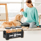 Dog Treat Container, Dog Food Storage Container with 3 Plastic Treat Jars, Wood Countertop Dog Treat Holder, Reusable Dog Treat Storage Organizer, Pet Food Container for Dogs Cats (black)