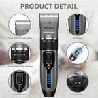 4 in 1 Dog Clippers Grooming Kit and Paw Trimmer for Thick Hair&Coats | 3-in-1 Clipper+Paw Trimmer+Nail Grinder, <60dB Quiet, Cordless,LED Display, 4 Guide Combs, Detachable Titanium-Ceramic Blade