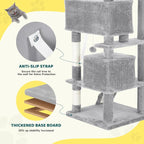 54 Inch Cat Tree Tower with Sisal Scratching Posts | Multi-Level Cat Tower with Climbing Ladder, Play Toy Balls House for Indoor Cats, Light Grey