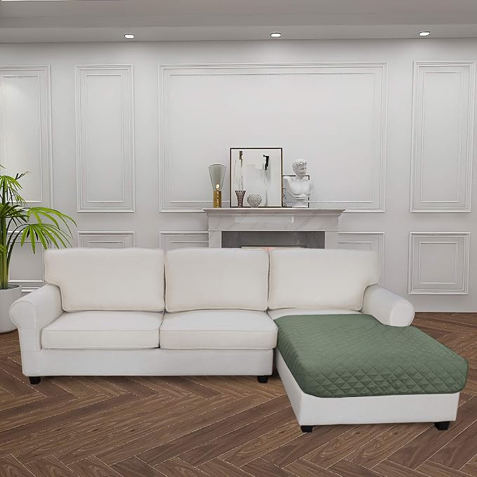 Easy-Going Sectional Couch Covers for Dogs L Shape Sofa Cover Reversible Sofa Slipcover Chaise Lounge Cover Furniture Protector Cover for Pets Dog Cat (42 x 68 inches, Greyish Green/Greyish Green) | Greyish Green, Soft Sofa Slipcover For Dogs, Fits Lef...