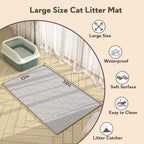 Garoopion Silicone Cat Litter Mat 34×22 inch, Easy to Clean, Gray | Waterproof Silicone Mat with Raised Edges, Catch Litter, Protect Floor from Urine, Multi-Use for Dog/Sink/Kitchen/Boots