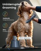 oneisall Professional Dog Clippers Dual Battery Unlimited Runtime A5 Blade | 3700SPM 2-Speed, 2 Pcs 2600mAh Swappable Battery, Low Noise Dog Grooming Clippers for Thick Long Curly Matted Hair