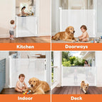 Retractable Baby Gate for Stairs and Doorways, 55" Wide x 33" Tall Mesh Dog Gate for Indoor & Outdoor Use, Safety Gate for Babies and Pets, Child Gates for Hallways, Hardware Mounted, White