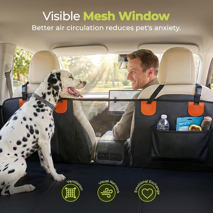 Back Seat Extender for Dogs, Hard Bottom Dog Car Seat Cover, Upgraded Waterproof PU Leather, Easy to Clean, Anti-Scratch & Durable Hammock for Full Size Trucks, Holds 400lbs