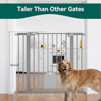 Babelio 36" Tall Baby Gate with Adjustable Cat Door, CatPrivilege I, 29-43" | Auto Close, Safety Gate for Stairs, Easy Walk Thru with Pet Door, Includes 4 Wall Cups and 3 Extension Pieces, Gray