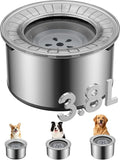 Heouvo 1 Gallon Large Dog Water Bowl No Spill,【Anti Digging Lid & Rubber Bottom】 Spill Proof Dog Bowl, Anti Splash Mess Dripless Slow Drinking Stainless Steel Water for Sloppy Messy Drinkers Car