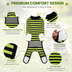 2 Packs Breathable Cotton Dog Recovery Suit for After Neuter Spay Abdominal Wounds Protector, Professional Anti-Licking Onesies for Male Female Pets Surgery Bandages, XL Blue & Green Stripes