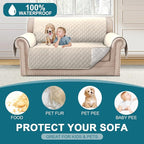 Turquoize 100% Waterproof Couch Cover Sofa Covers for 2 Cushion Couch Loveseat Covers Triple Non-Slip Couch Cover for Dogs Washable Furniture Protector Cover for Pets, Kids,Dog (Loveseat 54", Ivory)