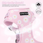 Small Dog Harness and Leash Set of 6, No Pull Soft Lightweight Mesh Puppy Harness， Adjustable Cute Floral Pattern Pet Harness for Small Medium Dogs (Pink Flowers, XS)