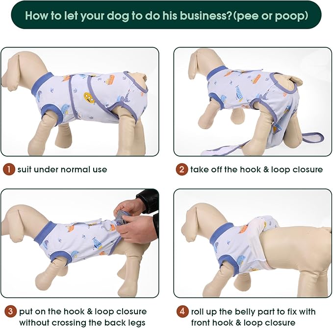 Kuoser Recovery Suit for Dogs Cats, Soft Dog Surgery Suit Female Male Spay | Professional Dog Onesie for Surgery, Substitute E-Collar & Cone, Prevent Licking Dog surgical suit Pet Neuter Suit
